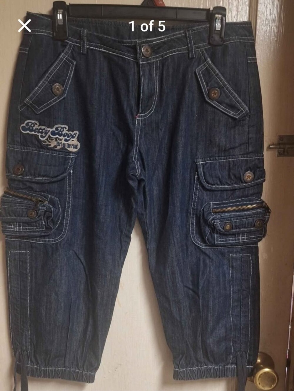Betty Boop Dark Blue Relaxed Cargo Capris